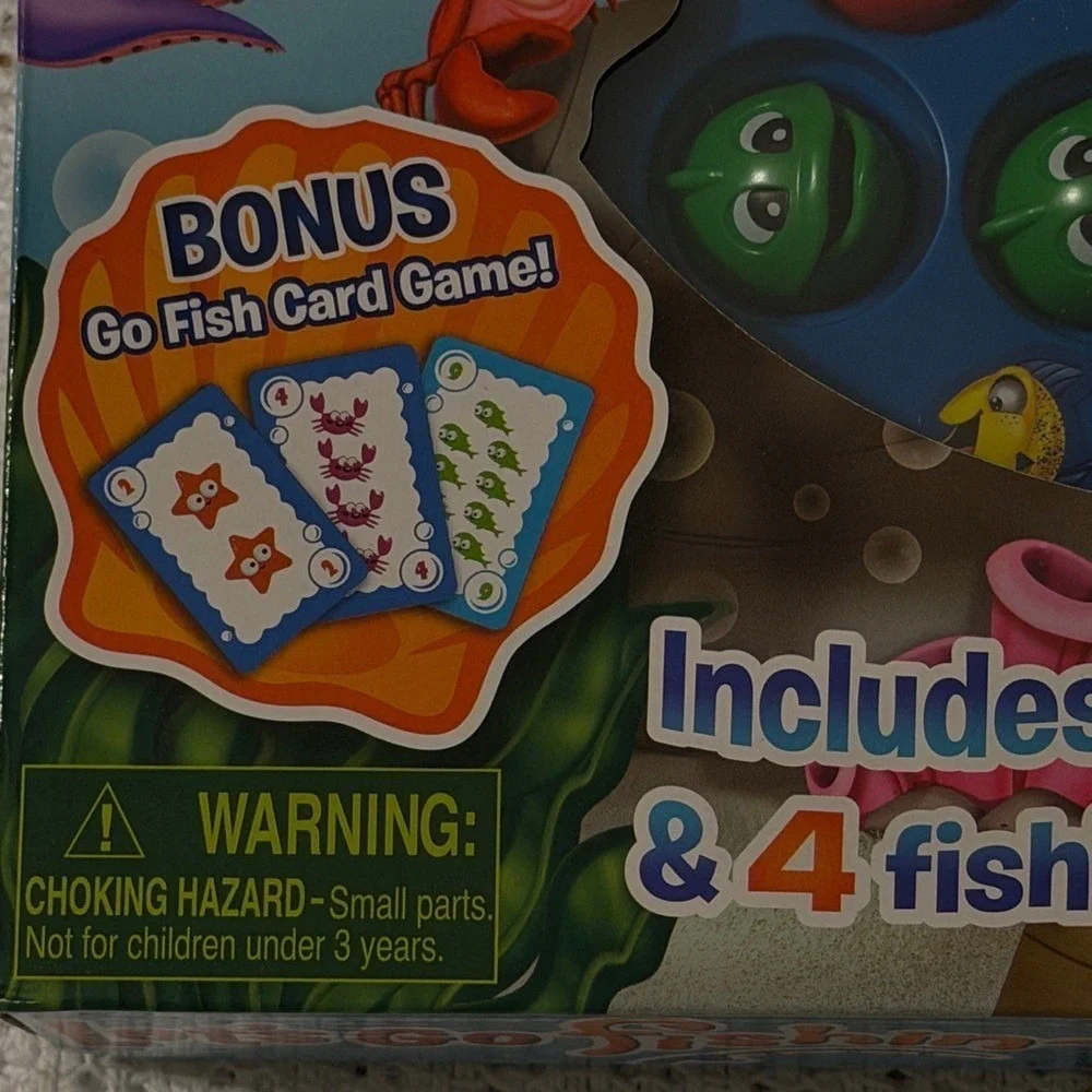 Pressman Let's Go Fishin' Game with Bonus Go Fish Card Game 21 Fish 4 Poles NEW